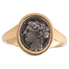 18kt Yellow Gold Setting And Greek Massalia Silver Coin Ring, Circa 350-220 BC