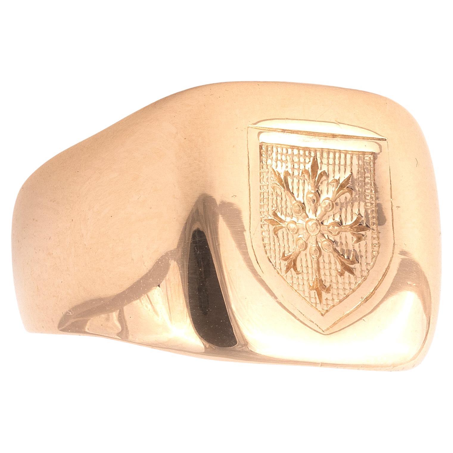 18kt Rose Gold Signet Familienwappen Herrenring für Damen oder Herren im Angebot