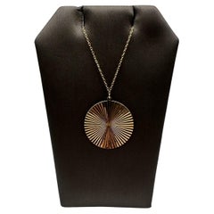 18kt Gelbgold Starburst Disc Halskette - einstellbar 15,75" oder 17,75" Länge