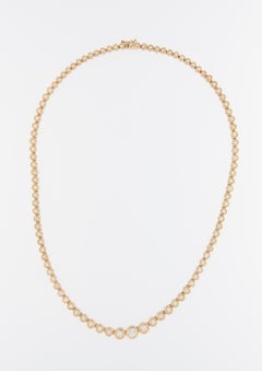 HRD Certified 18kt Yellow Gold Swiss Necklace with 99 Diamonds 5.80ct