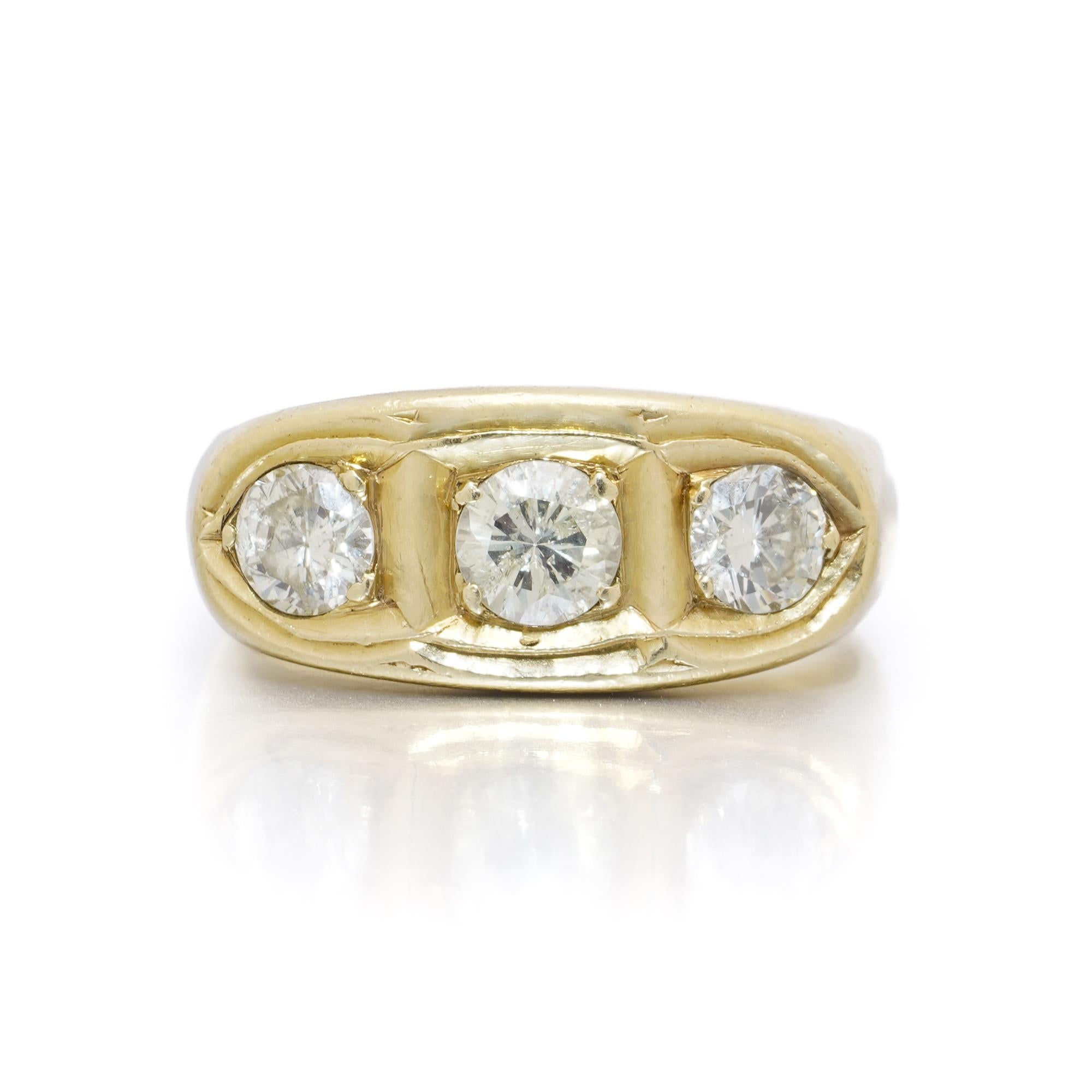 Oro Amarillo 18kt Tres Piedras 1,50 ct. Anillo de diamantes en venta 7