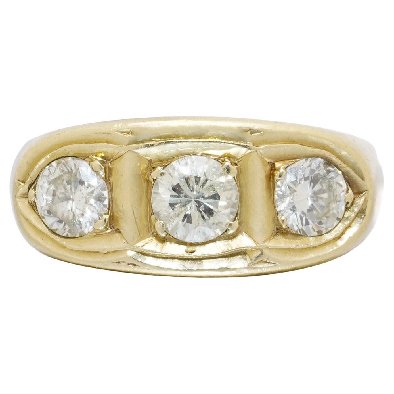 Oro Amarillo 18kt Tres Piedras 1,50 ct. Anillo de diamantes en venta