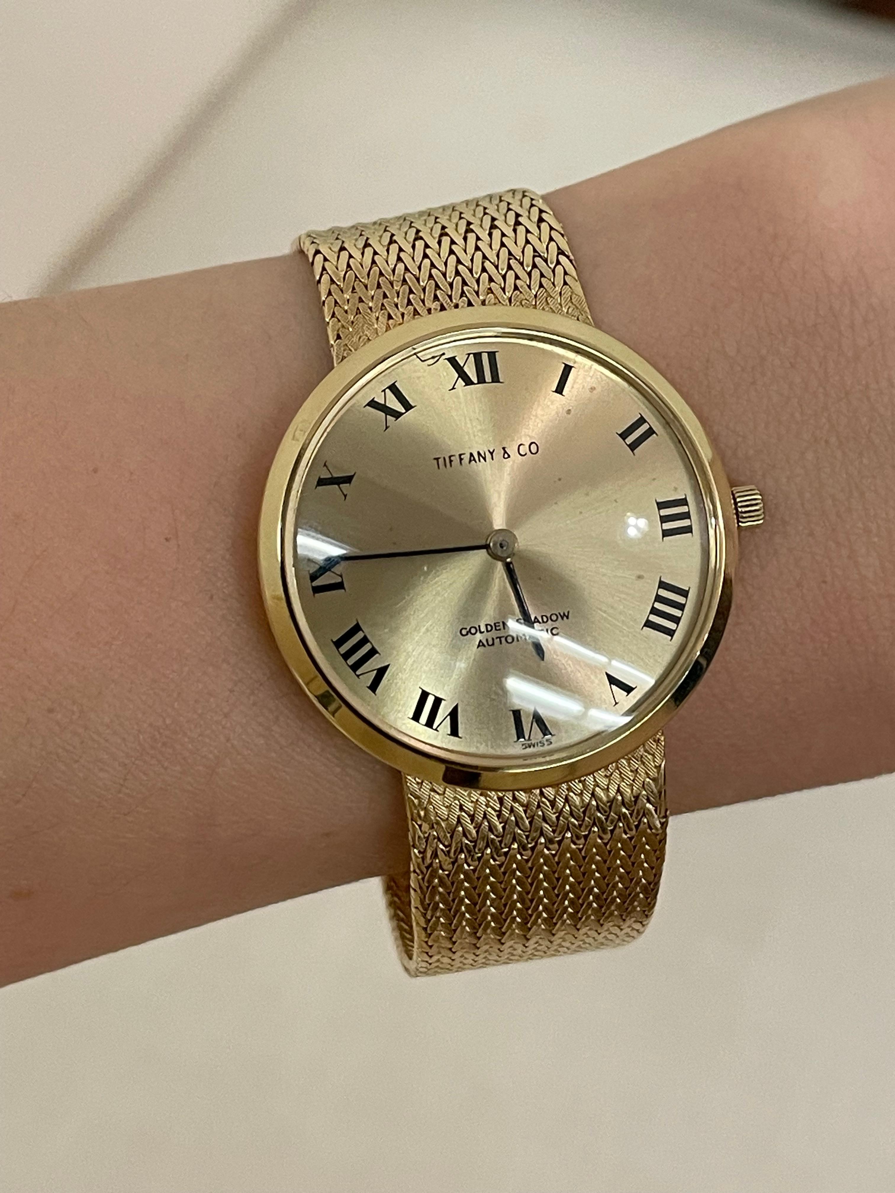 18KT Yellow Gold Tiffany and Co Golden Shadow Wrist Watch, 1965 For Sale 11