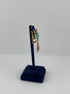 18kt Yellow gold Turquoise and Coral Earrings