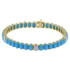 18KT Gelbgold Armband mit Türkis und Diamanten