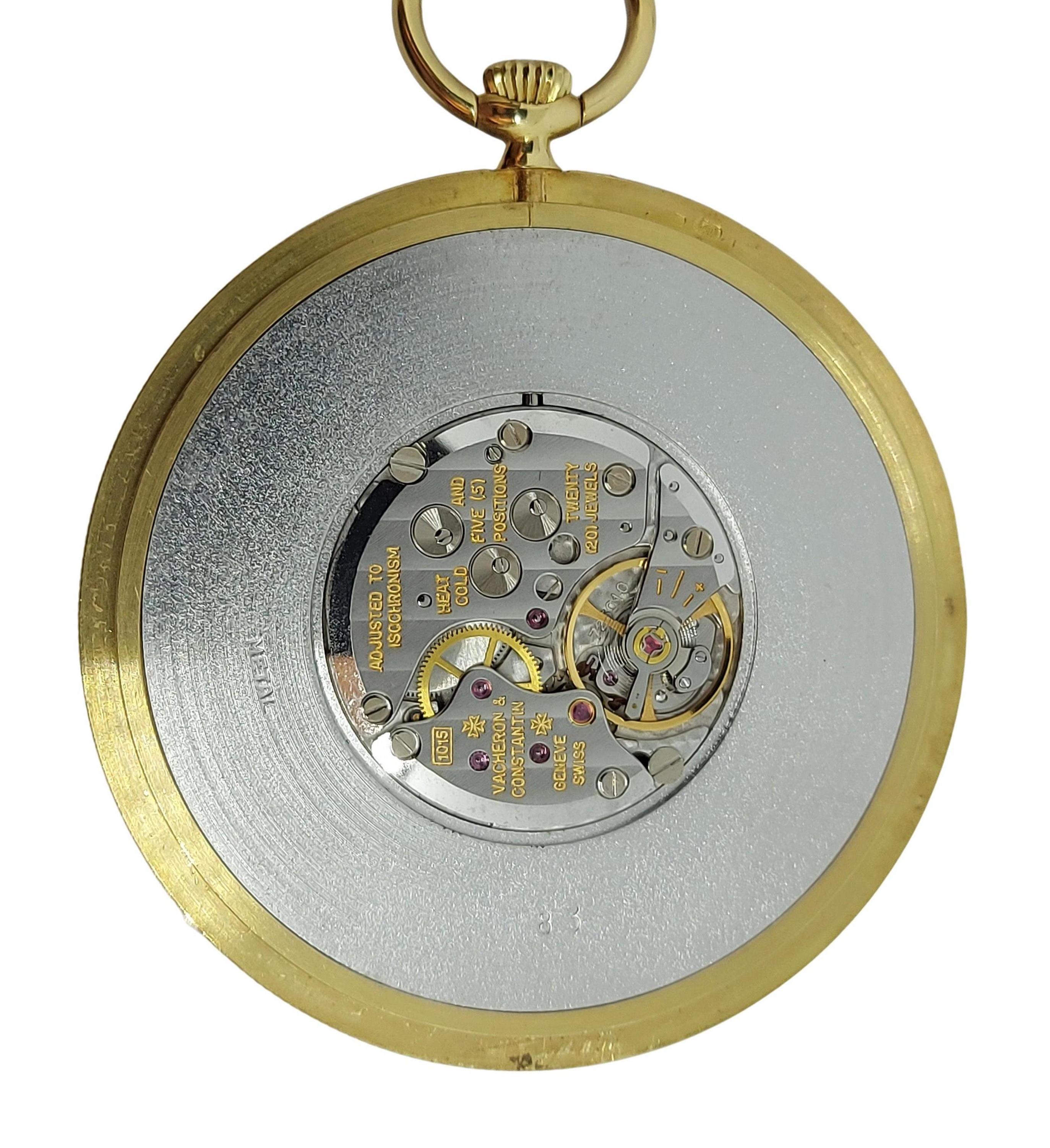 18kt Yellow Gold Vacheron Constantin Pocket Watch Cal 1015, 59001 Manual Winding 1