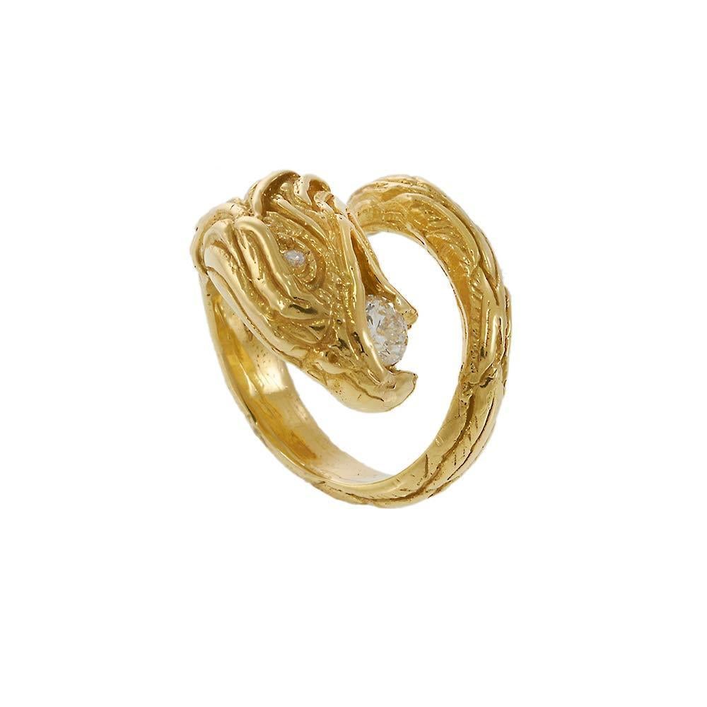 18KT Gelbgold Vintage Eagle Wrap Diamond Ring im Zustand „Gut“ im Angebot in New York, NY