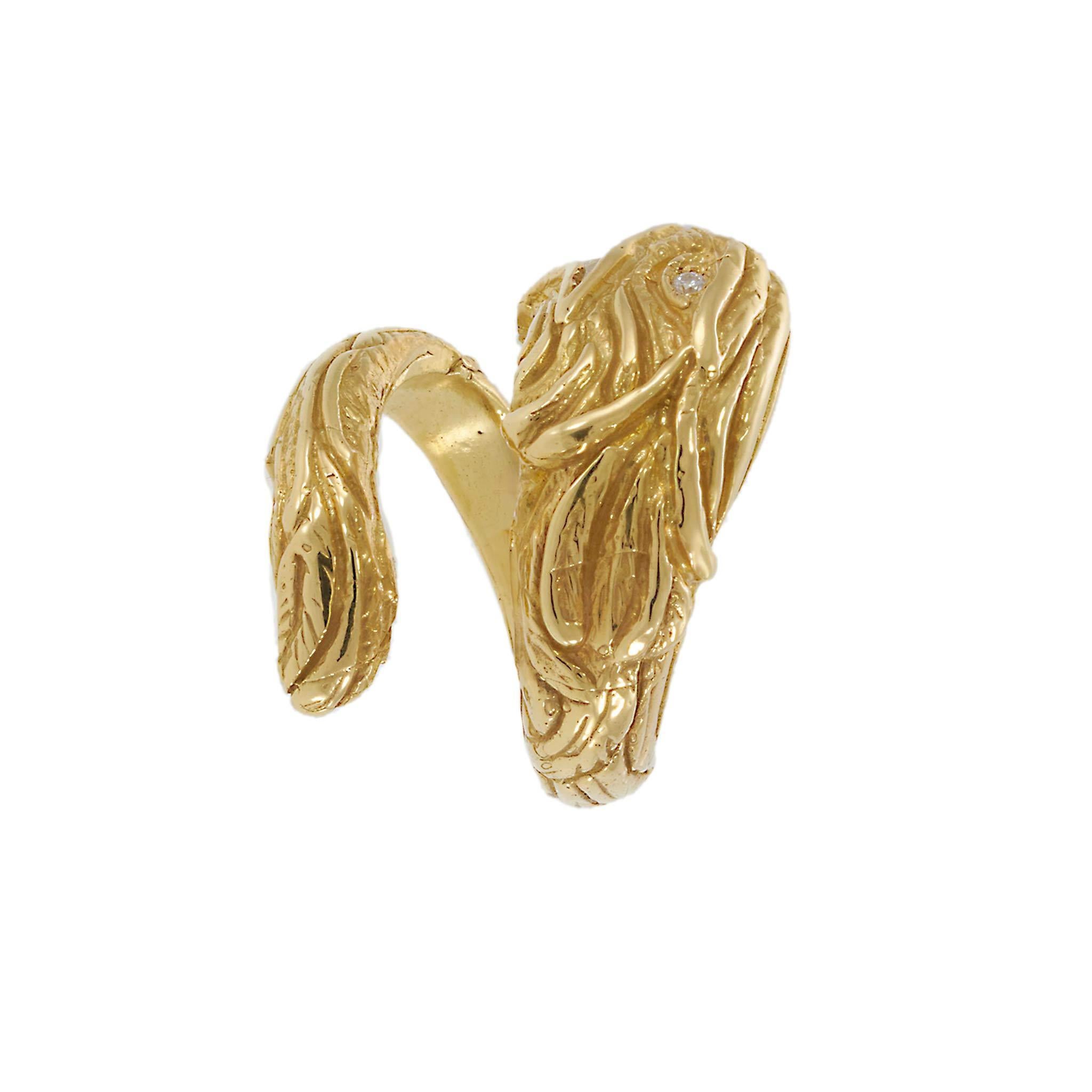 18KT Gelbgold Vintage Eagle Wrap Diamond Ring Damen im Angebot
