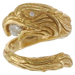 Bague en or jaune 18KT avec diamant en forme d'aigle vintage