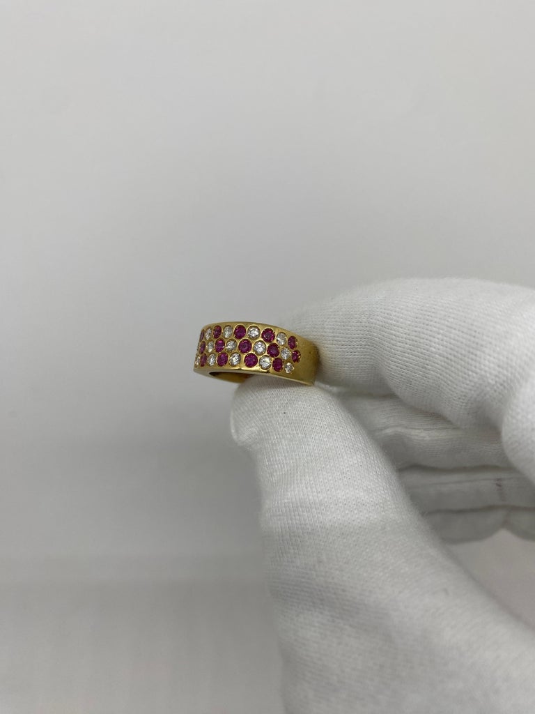 18 Karat Yellow Gold Vintage Ring 1.22 Carat Rubies and 1.12 Ct White ...