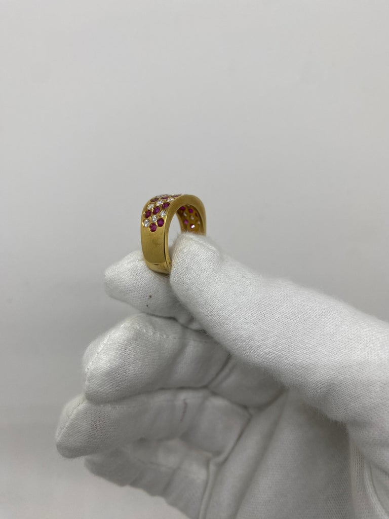 18 Karat Yellow Gold Vintage Ring 1.22 Carat Rubies and 1.12 Ct White ...