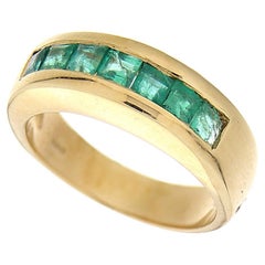 18 Karat Gelbgold Vintage Ring Carrè, Smaragdschliff