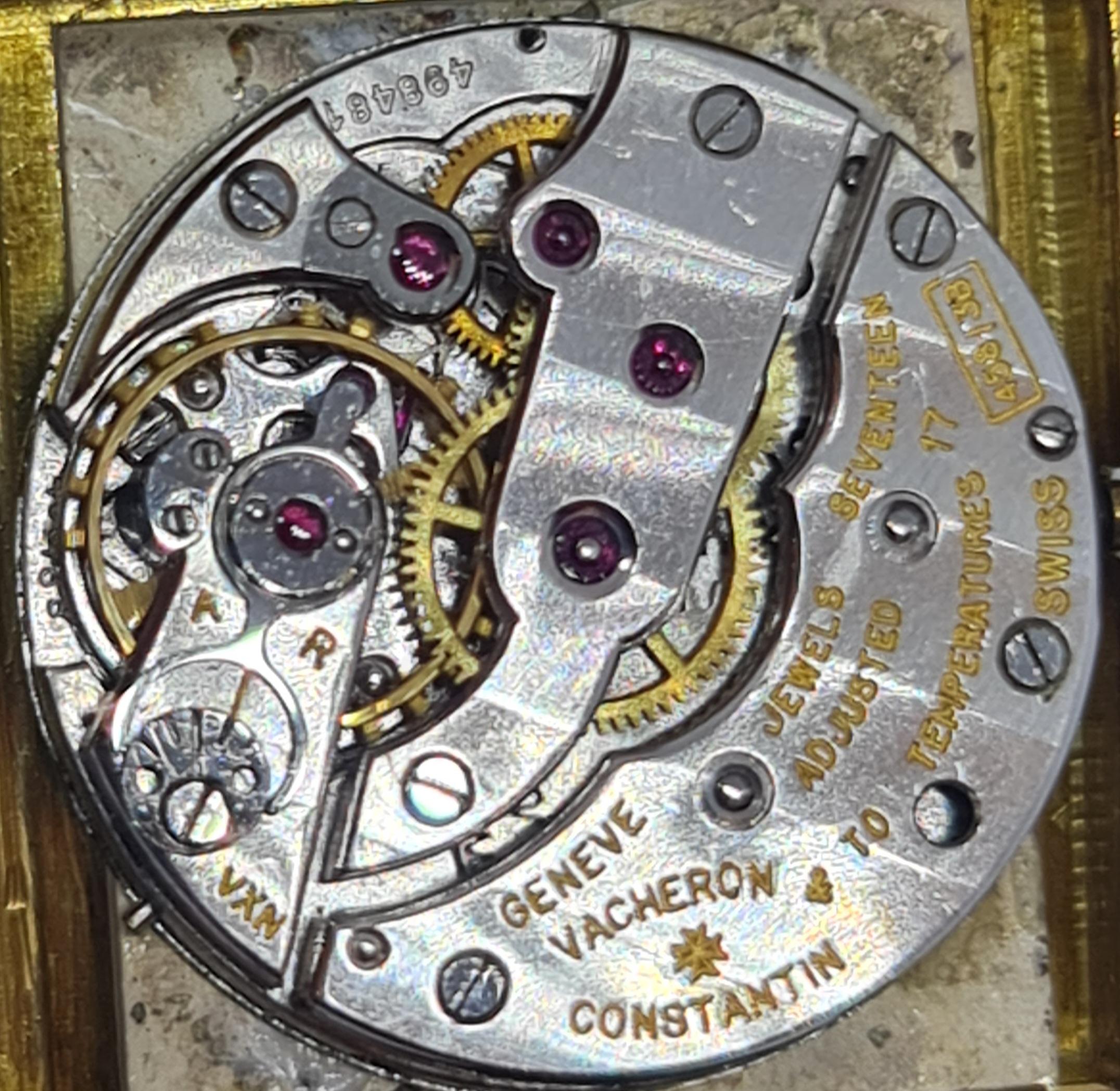 18kt Gelbgold Vintage Quadratischer Vacheron Constantin, Mechanisch, Cal 458/3B im Angebot 9