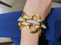 Bracciale a maglie larghe in oro giallo 18 carati con 5,64 carati di diamanti