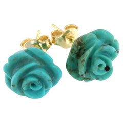 Boucles d'oreilles en or jaune 18kt avec turquoise Fashion Modern Classic Amazing Earrings