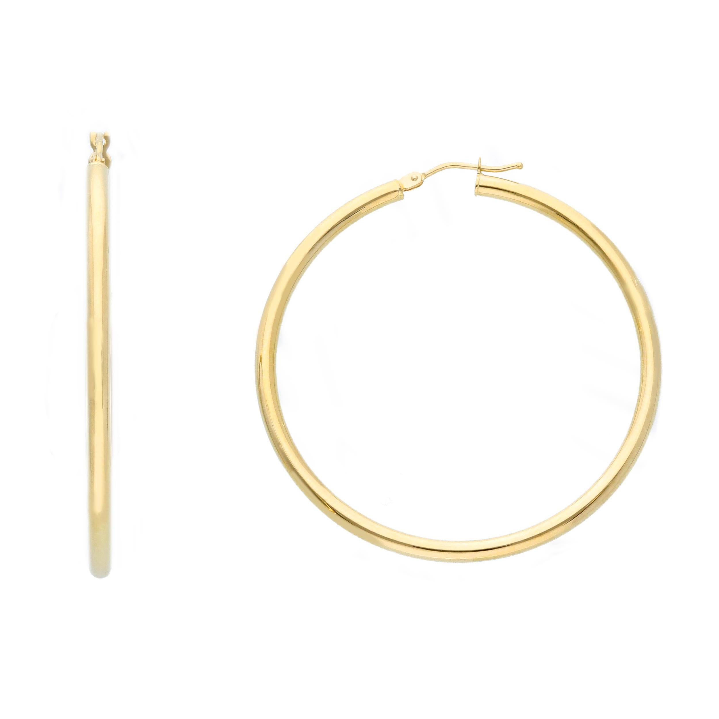 18kt Yellow Gold with 2.30 grams and 40mm Hoop Earrings In New Condition In Wilmington, DE