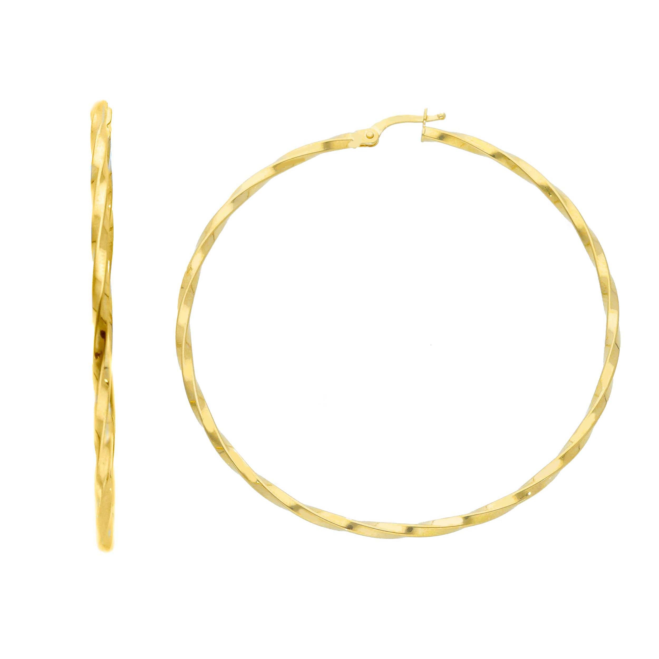 Women's or Men's 18kt Yellow Gold with 3.00 grams and 50mm Hoop Earrings