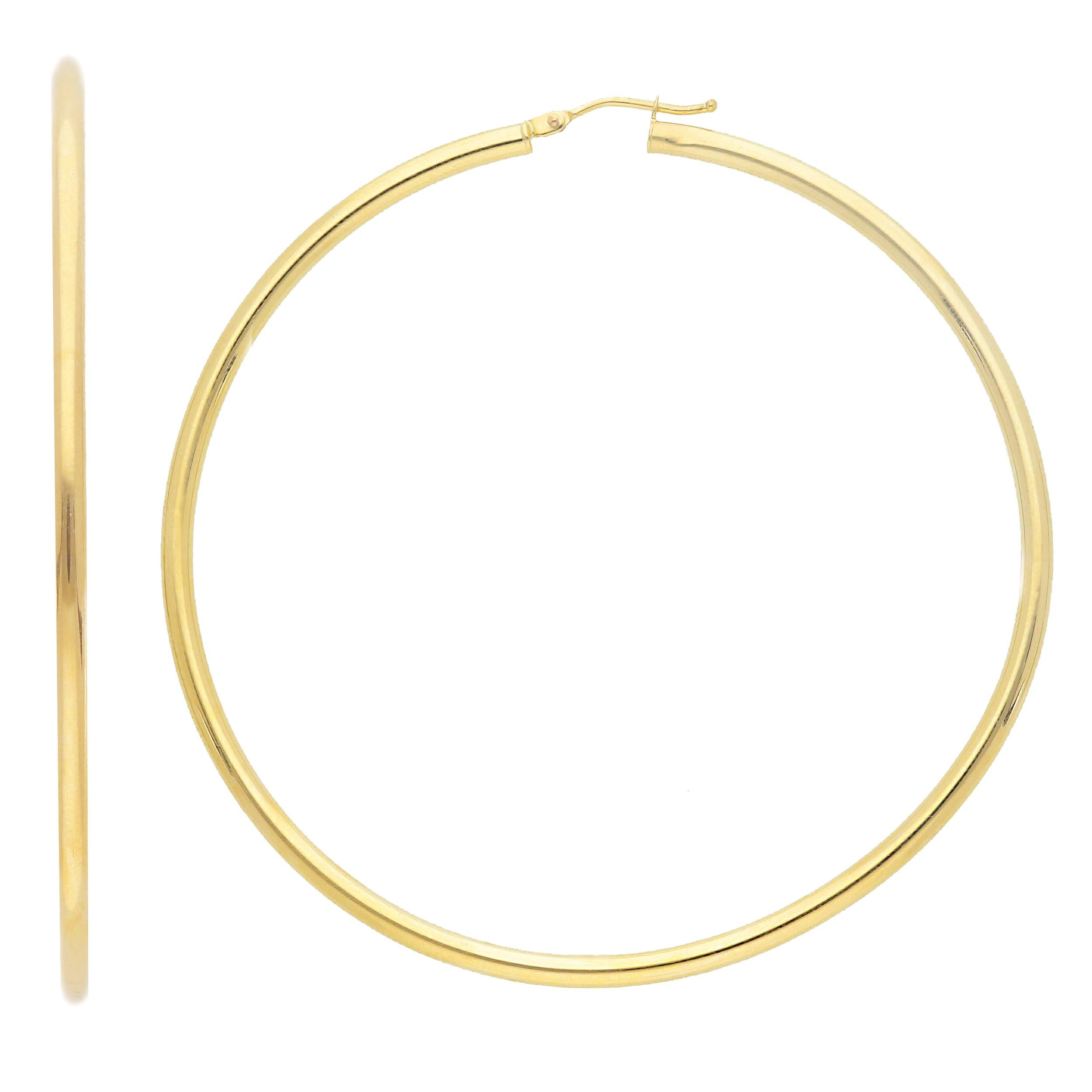 Women's or Men's 18kt Yellow Gold with 3.10 grams and 60mm Hoop Earrings