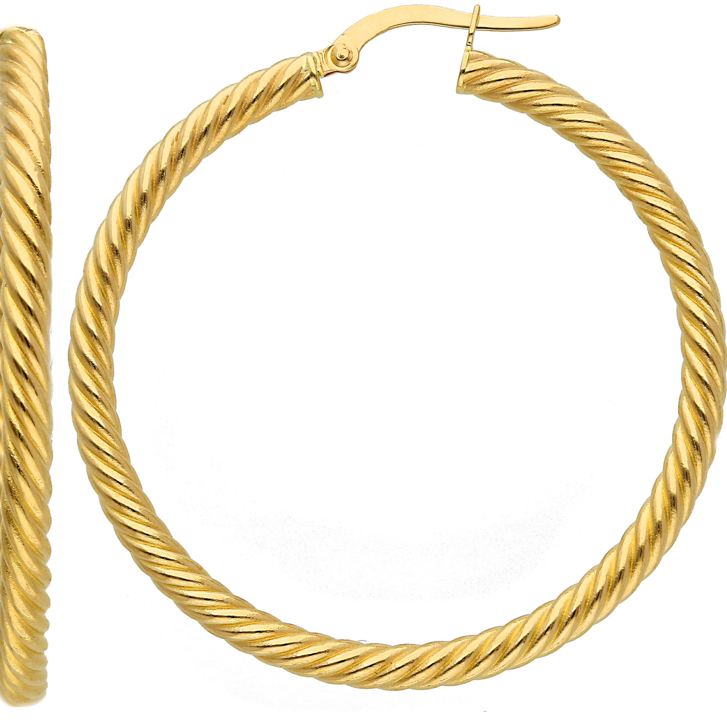 18kt Yellow Gold with 3.50 grams and 35mm Hoop Earrings In New Condition In Wilmington, DE