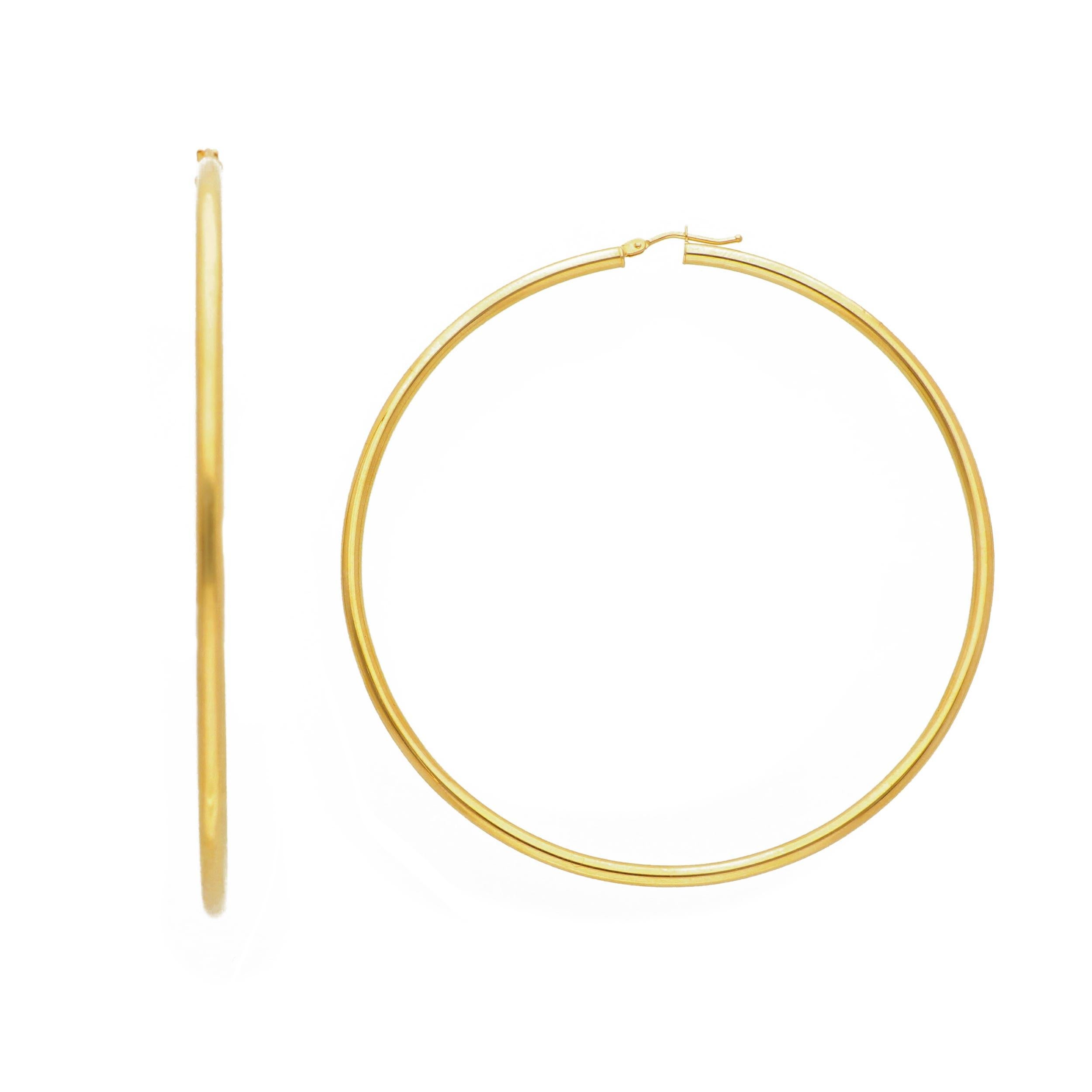 18kt Yellow Gold with 3.60 grams and 70mm Hoop Earrings In New Condition In Wilmington, DE