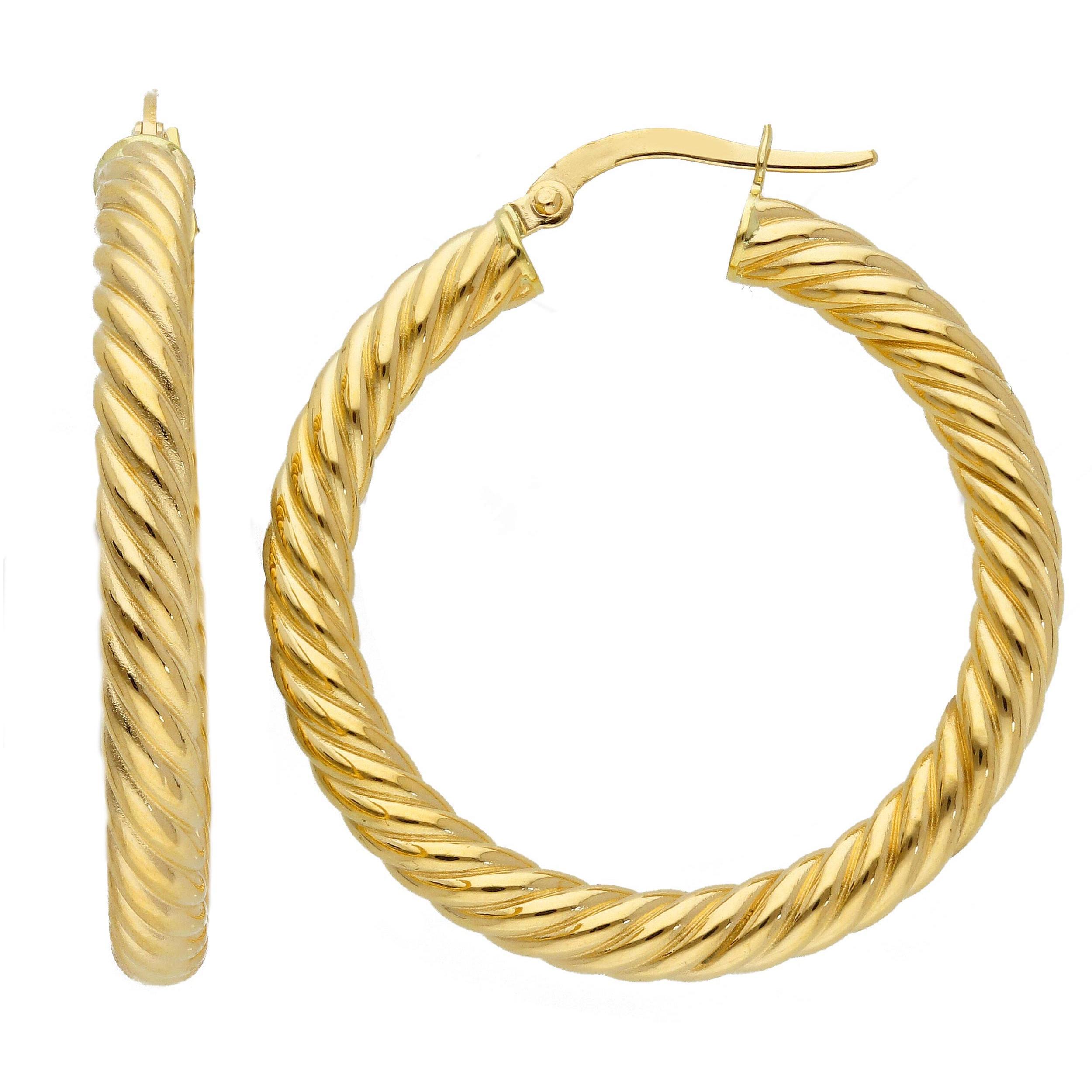 Women's or Men's 18kt Yellow Gold with 3.80 grams and 25mm Hoop Earrings