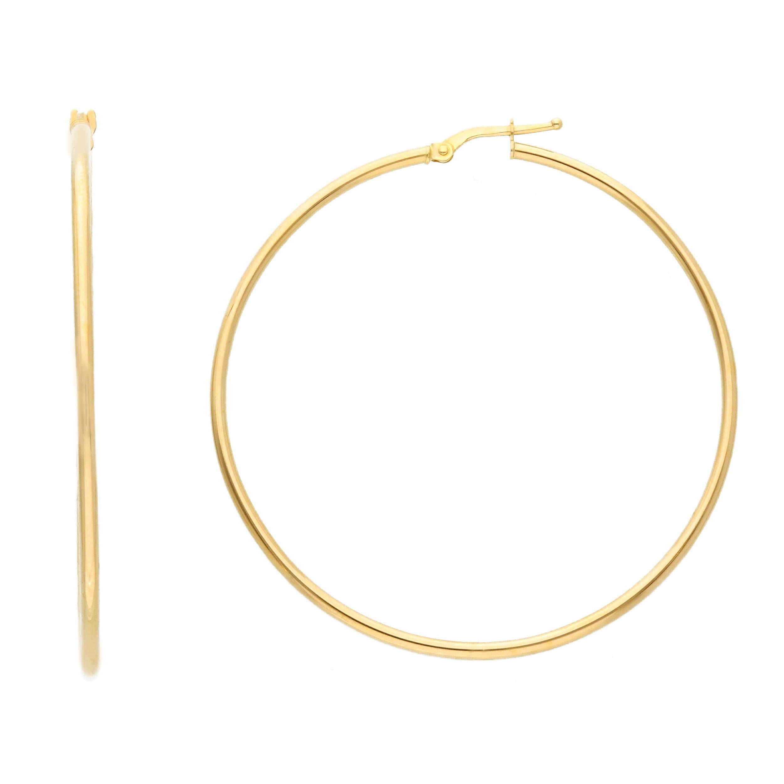 18kt Yellow Gold with 3.90 grams and 50mm Hoop Earrings In New Condition In Wilmington, DE