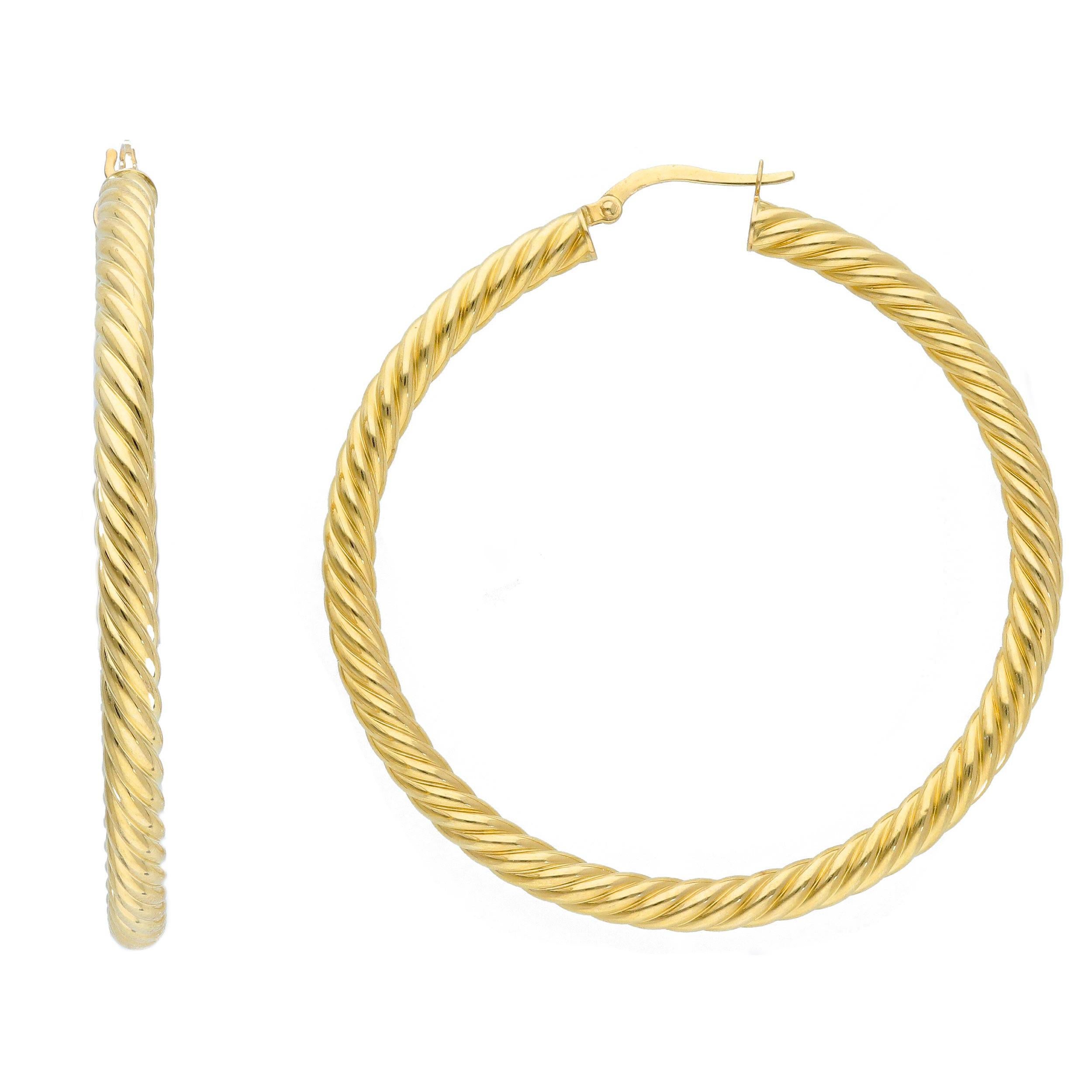 18kt Yellow Gold with 5.20 grams and 45mm Hoop Earrings In New Condition In Wilmington, DE