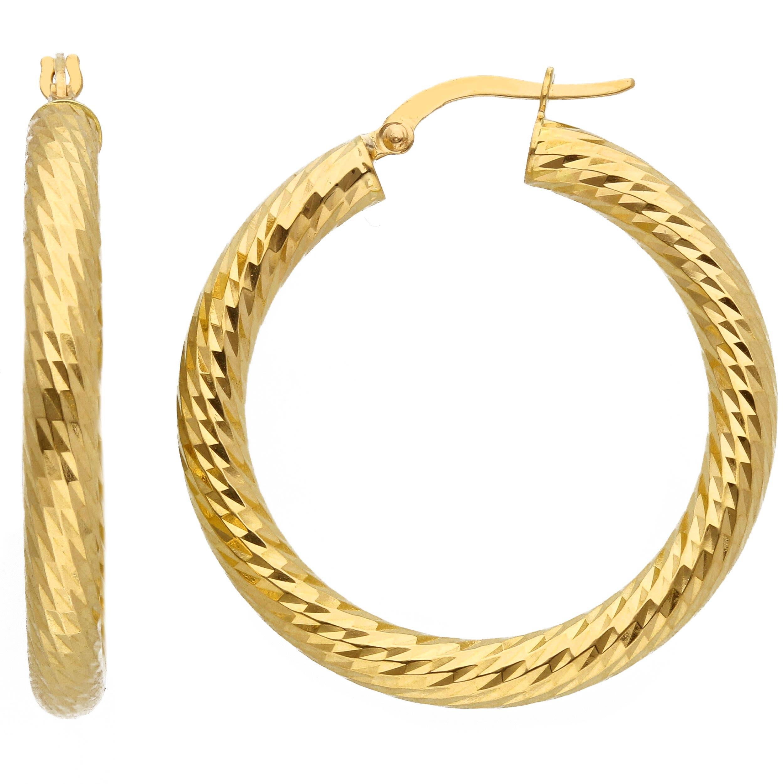 18 Karat Gelbgold mit 5,30 Gramm und 25 mm Creolen für Damen oder Herren