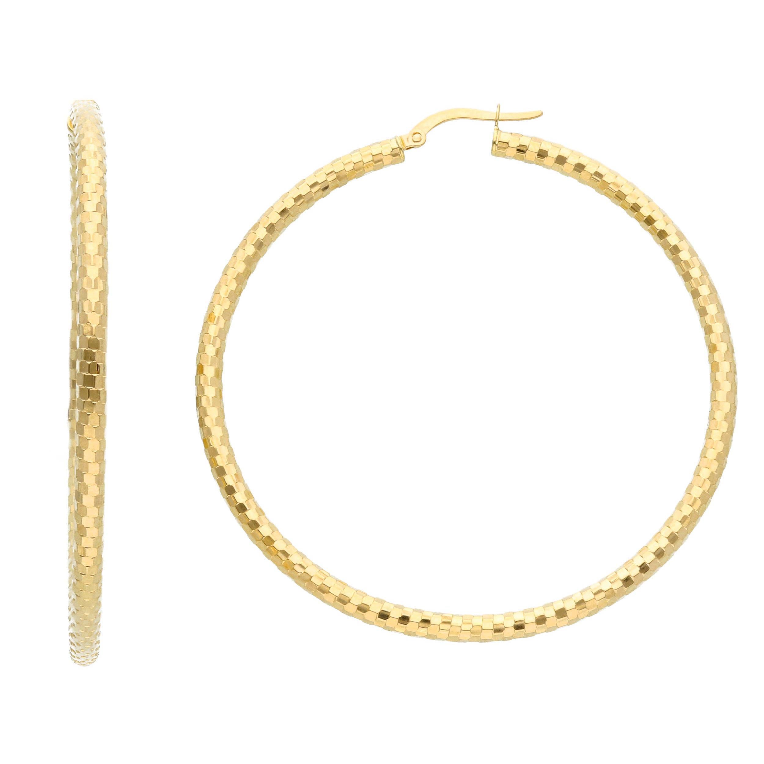 18kt Yellow Gold with 5.90 grams and 50mm Hoop Earrings In New Condition In Wilmington, DE