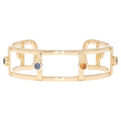 Brazalete de oro amarillo de 18 quilates con 6 zafiros naturales  Pulsera