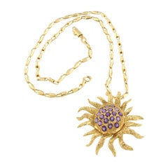 18kt Yellow Gold with Amethyst Chain and Pendant