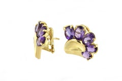 18kt Yellow Gold with Purple Amethyst Modern and Fashion Earrings