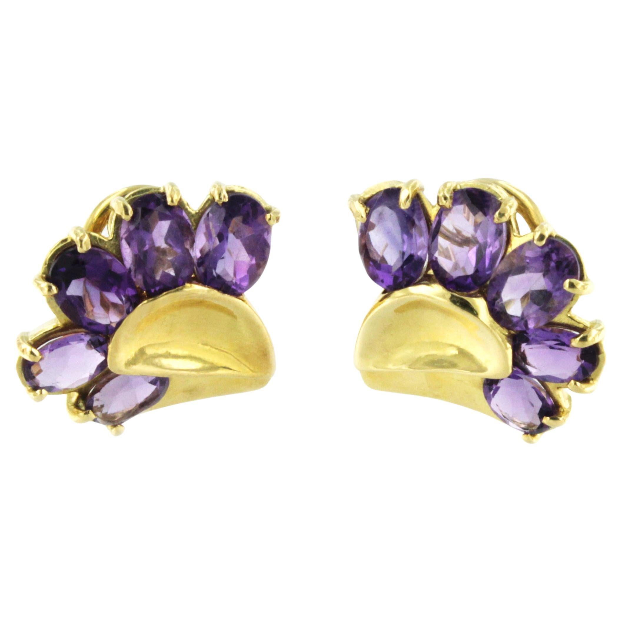 18kt Yellow Gold with Amethyst Earrings