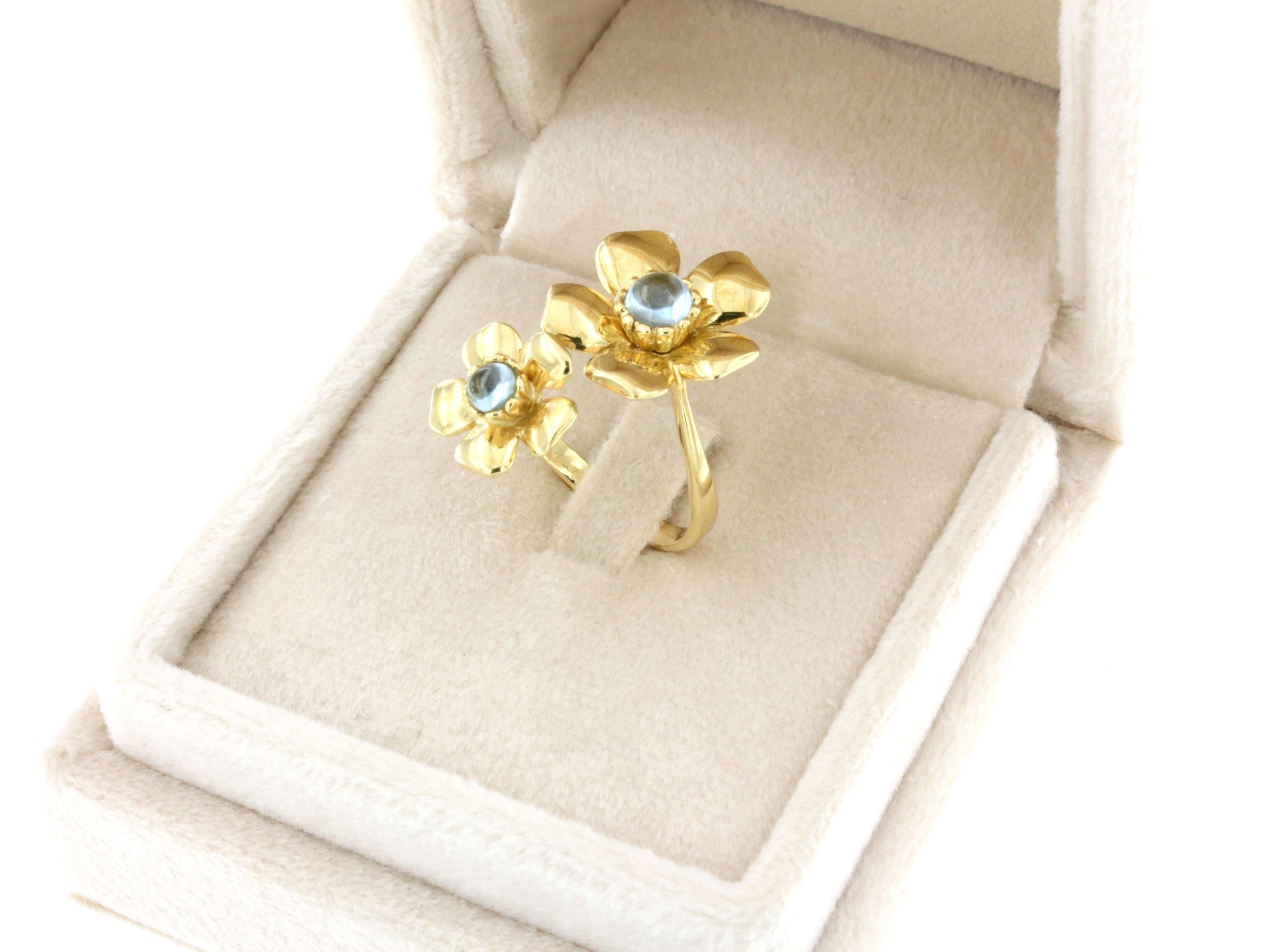 18Kt Yellow Gold with Blue Topaz Ring In New Condition For Sale In GALLARATE, IT