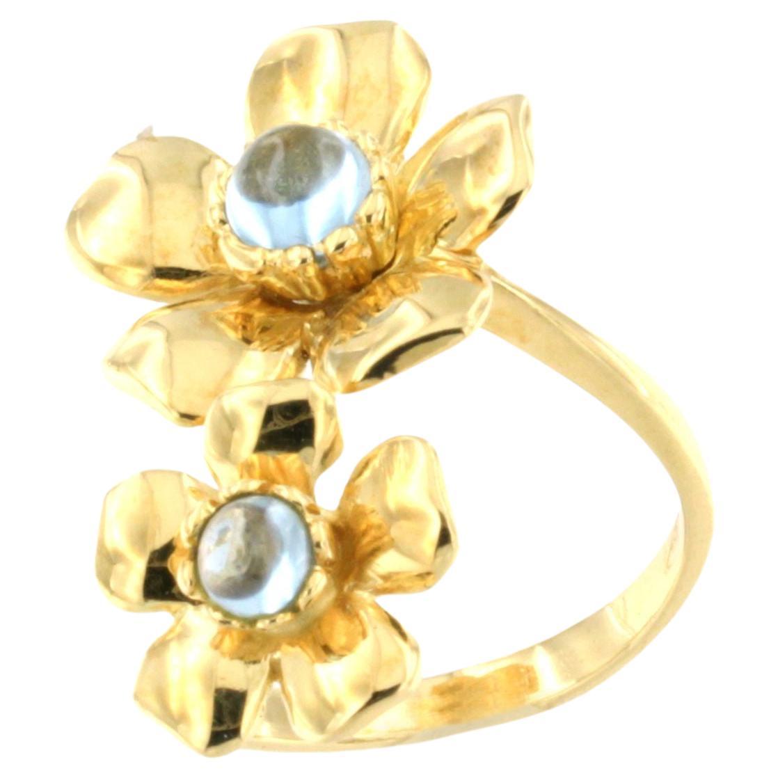 18Kt Yellow Gold with Blue Topaz Ring For Sale