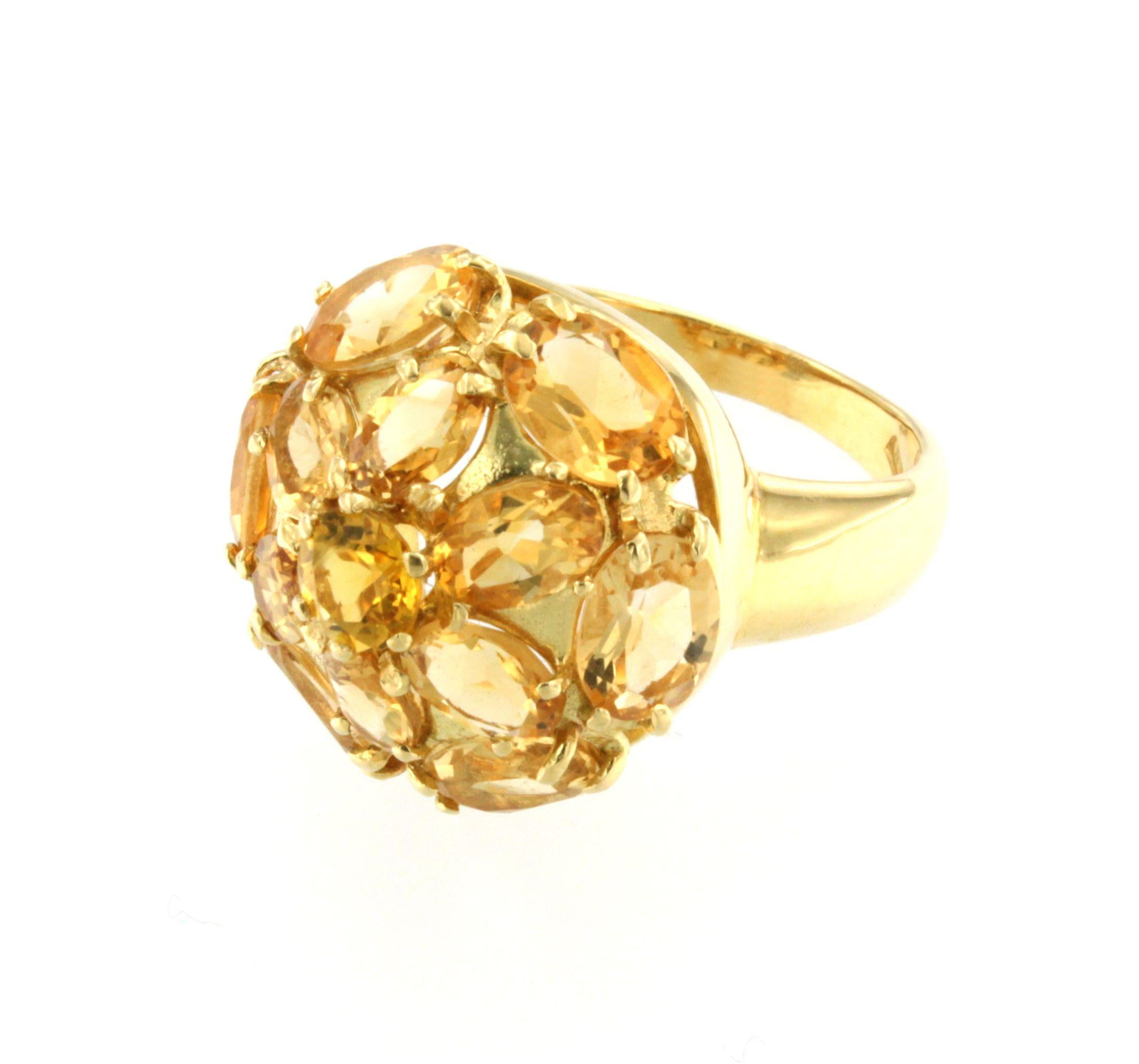 Oval Cut 18Kt Yellow Gold with Citrine Cocktail Ring For Sale