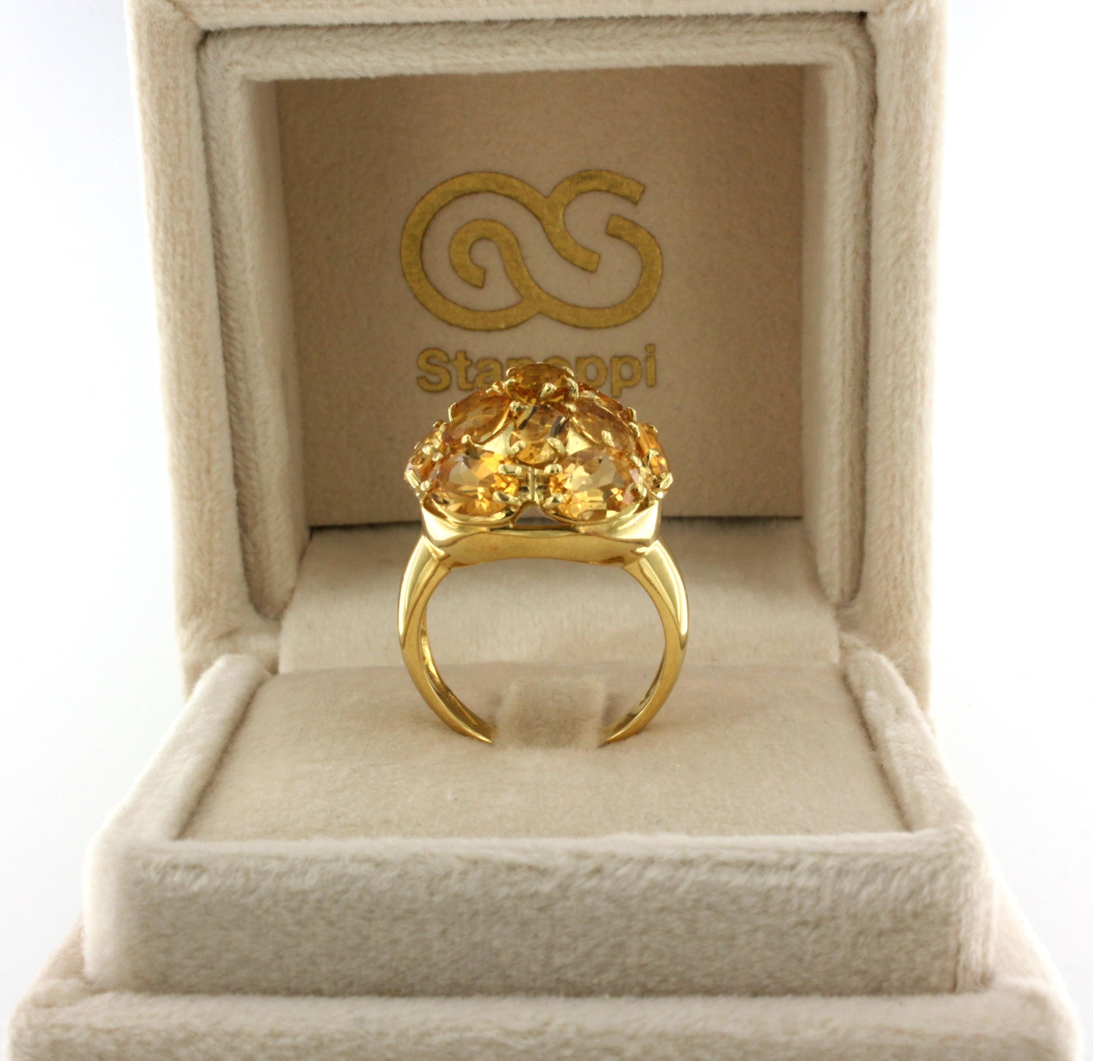 Women's or Men's 18Kt Yellow Gold with Citrine Cocktail Ring For Sale