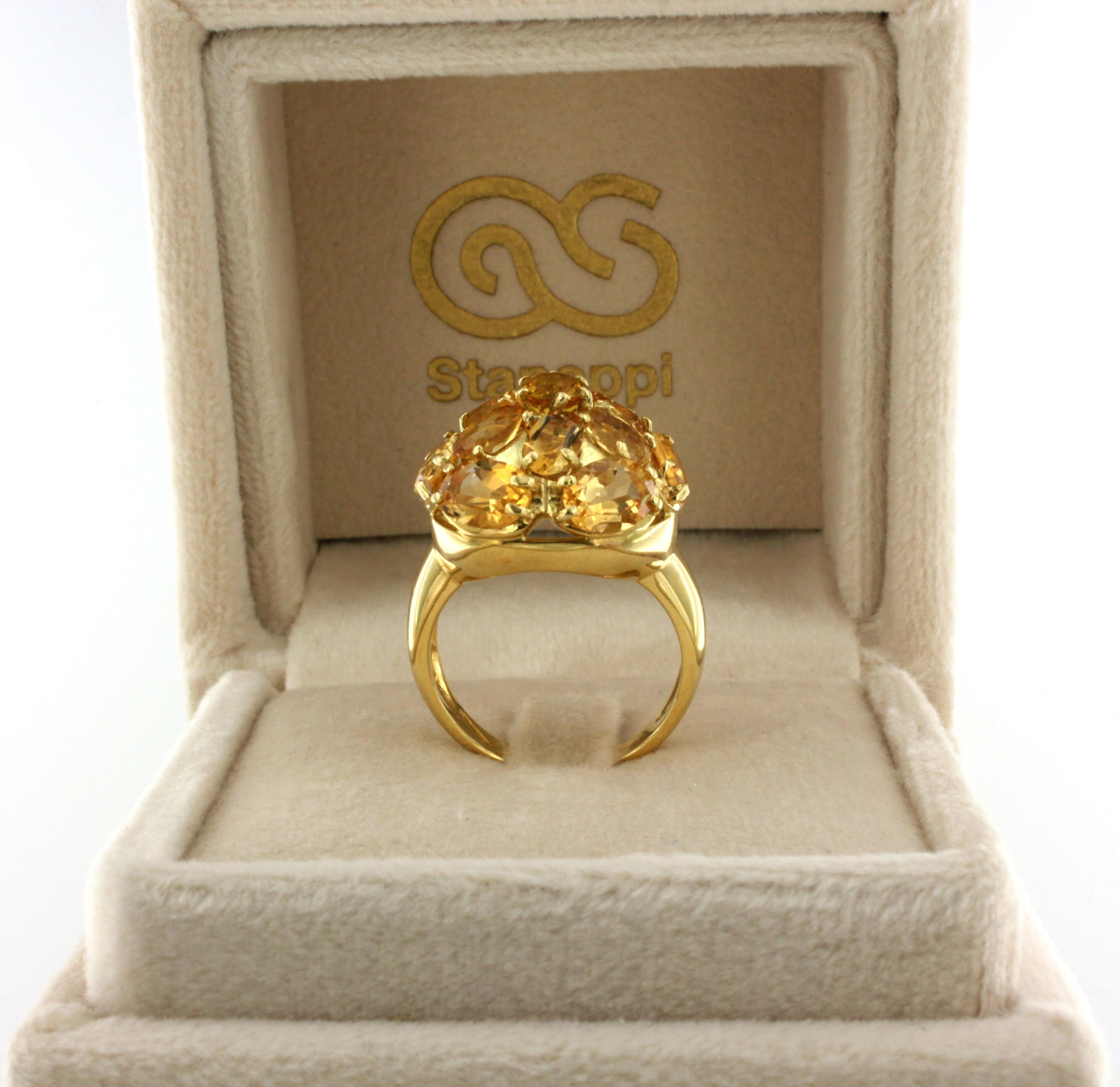 Bague cocktail en or jaune 18 carats avec citrine Unisexe en vente