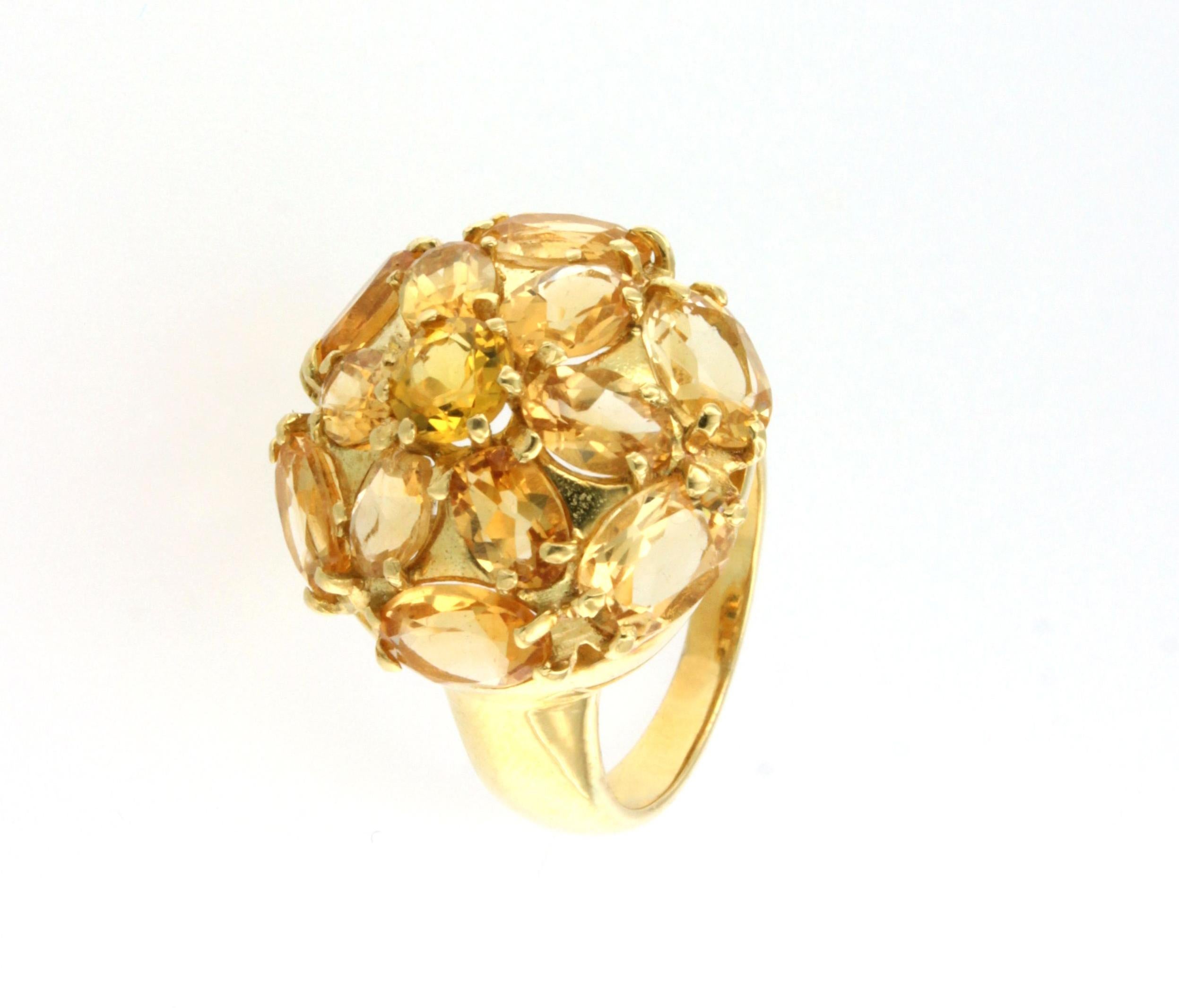 18Kt Yellow Gold with Citrine Cocktail Ring For Sale 1