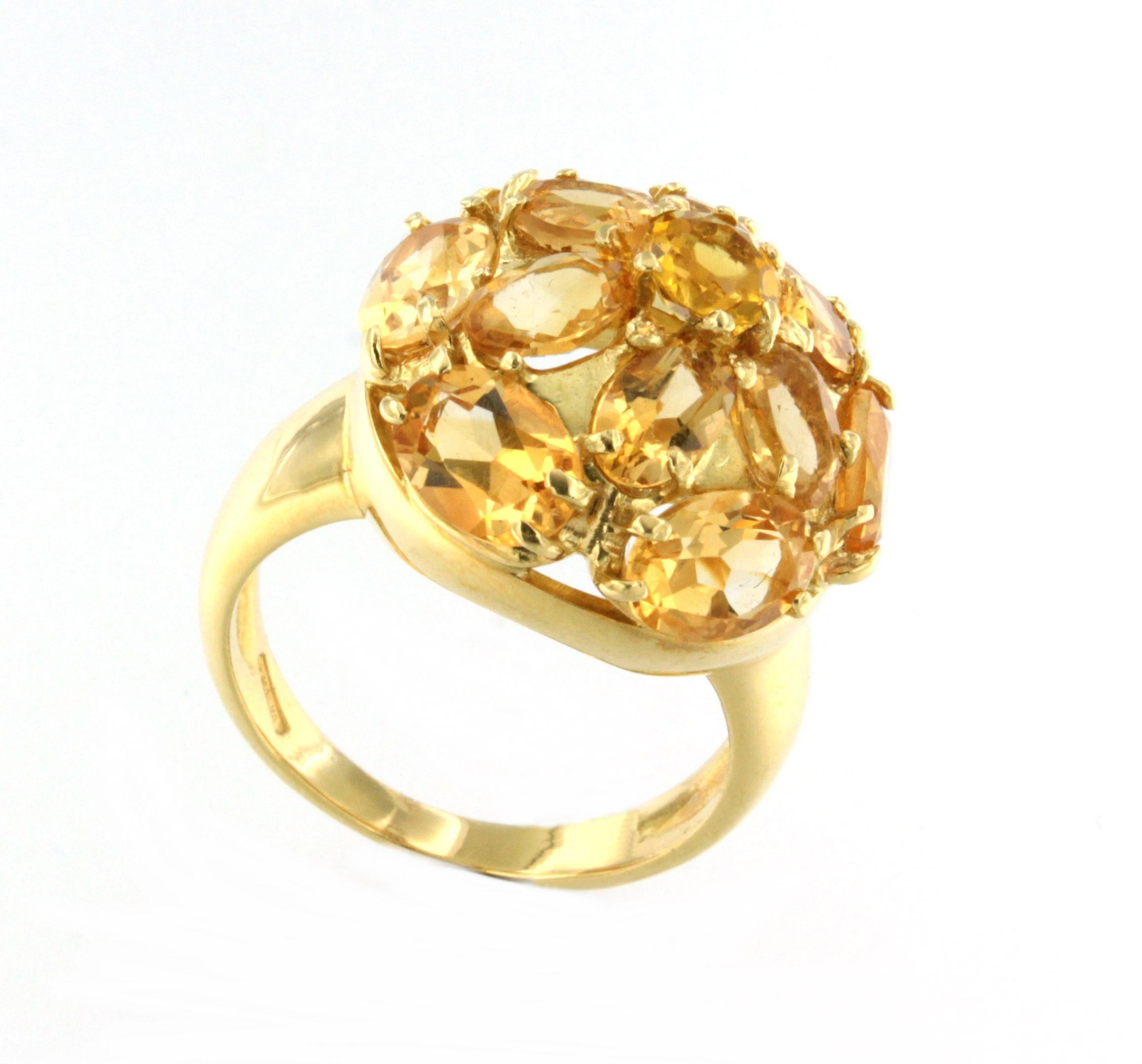 18Kt Yellow Gold with Citrine Cocktail Ring For Sale 3