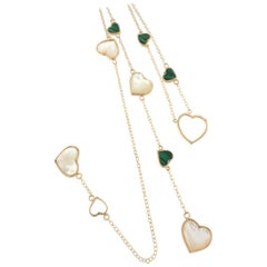 18kt Yellow Gold with Mother of Pearl and Malachite Necklace