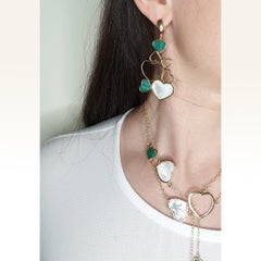 18Kt Yellow Gold with Mother of Pearl and Malachite Modern Earrings