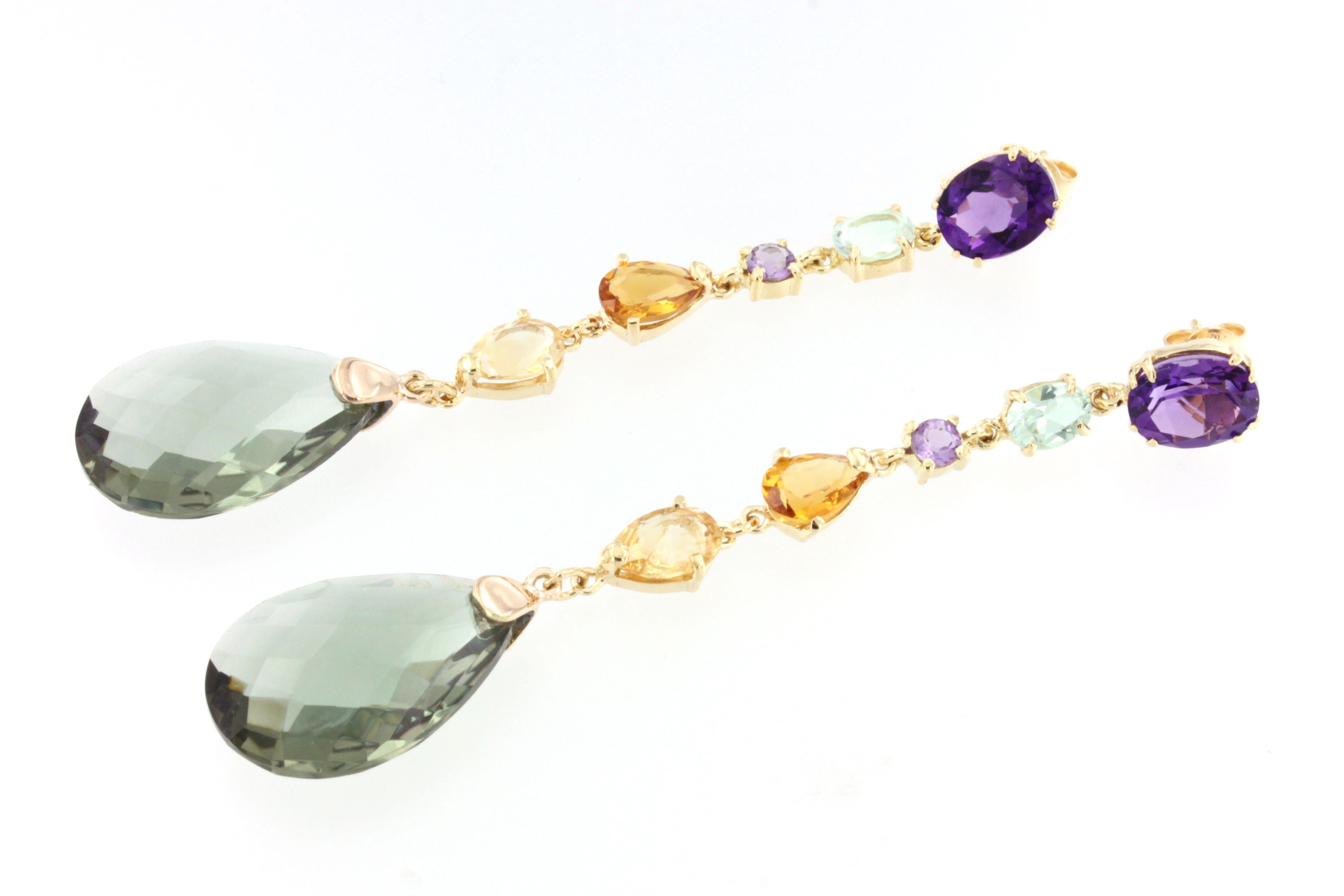  Timeless earrings are the perfect finishing touch to any look.

yellow gold 18kt    Stones: Amethyst, Citrine, Prasiolite    cm 8,5   g.17,00

All Stanoppi Jewelry is new and has never been previously owned or worn. Each item will arrive at your