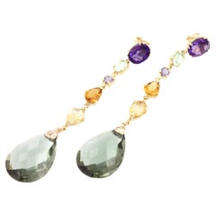 18Kt Yellow Gold with Multicolour Stones Earrings 