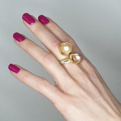 18Kt Yellow gold with Pink Pearls Ring