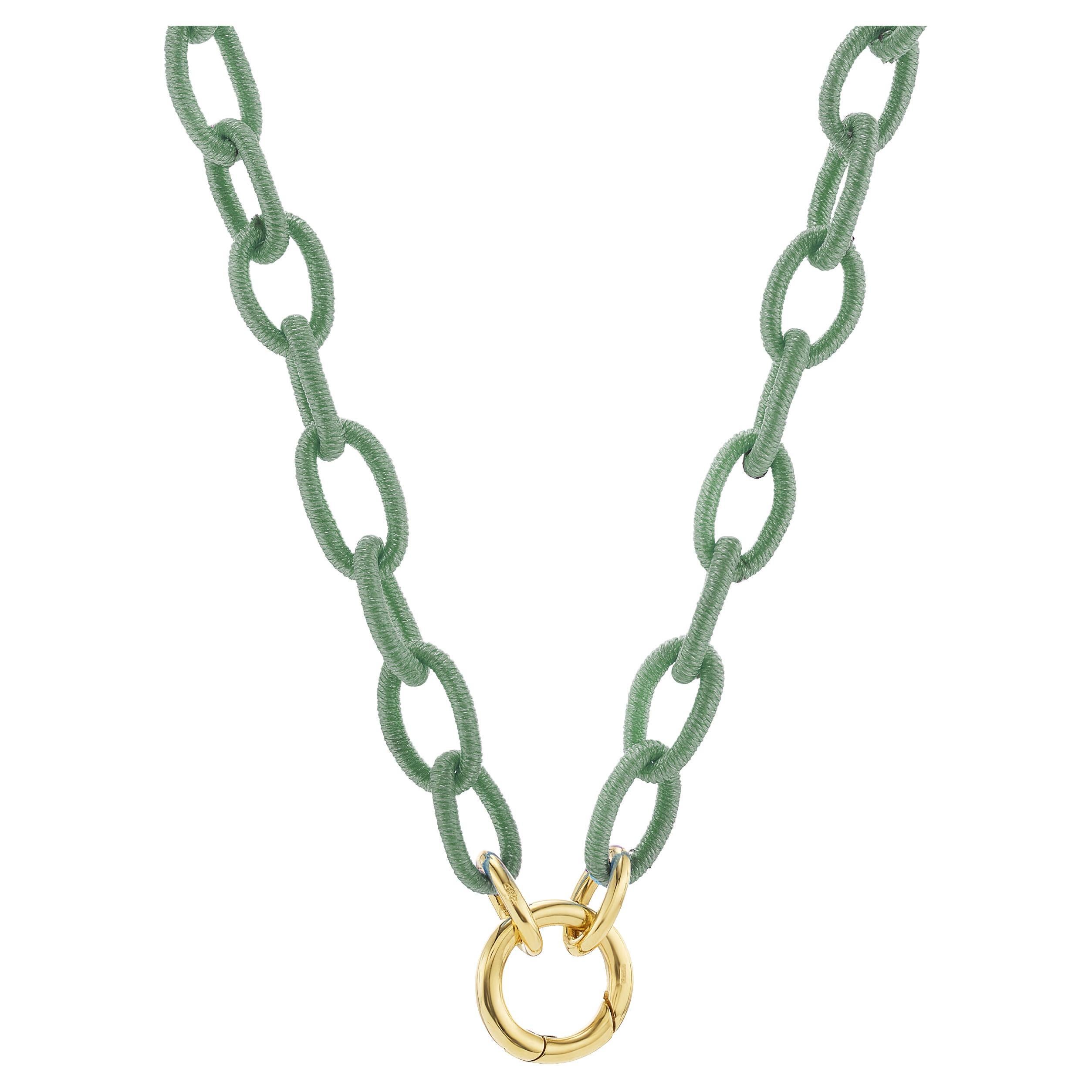 Collier à maillons en or jaune 18 carats avec soie 