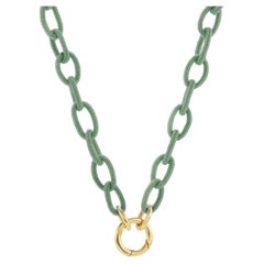 Collier à maillons en or jaune 18 carats avec soie 