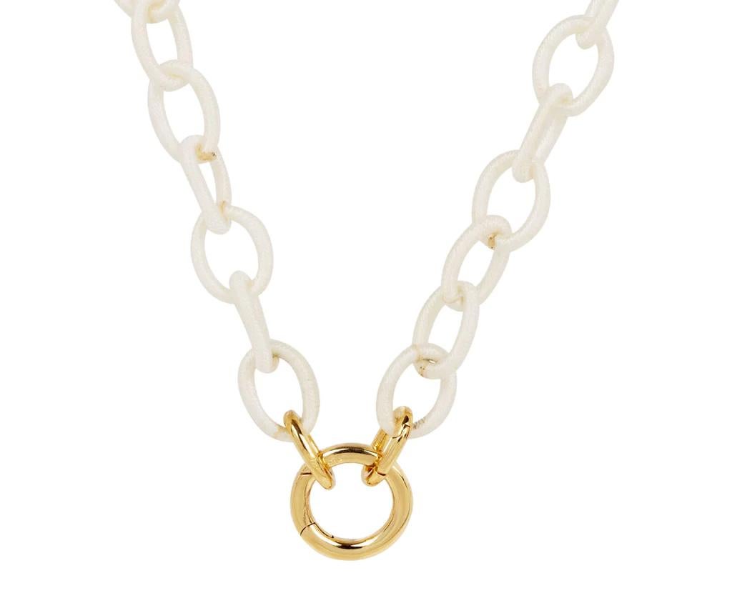 Contemporary 18kt yellow gold with white Color Link Necklace  For Sale