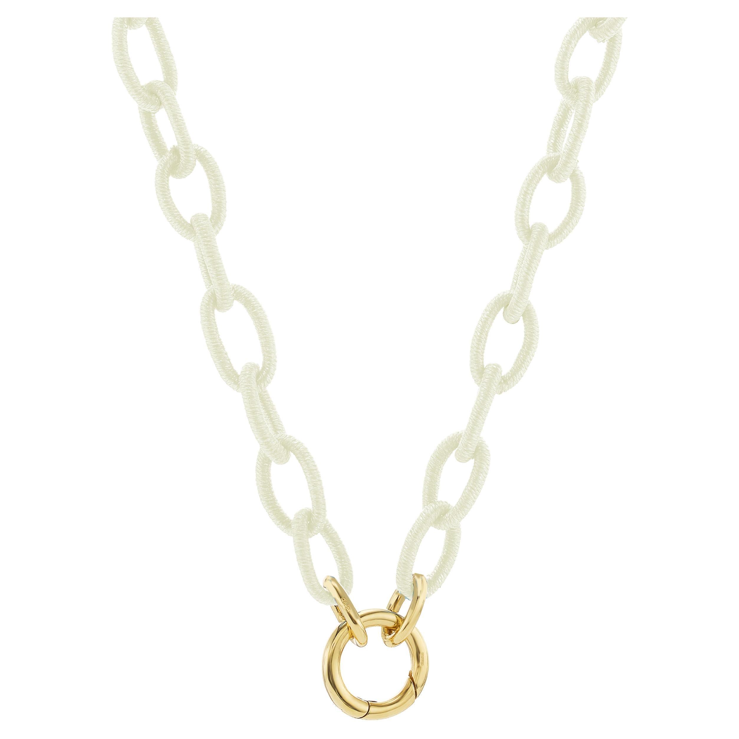 18kt yellow gold with white Color Link Necklace  For Sale