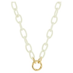 18kt yellow gold with white Color Link Necklace 